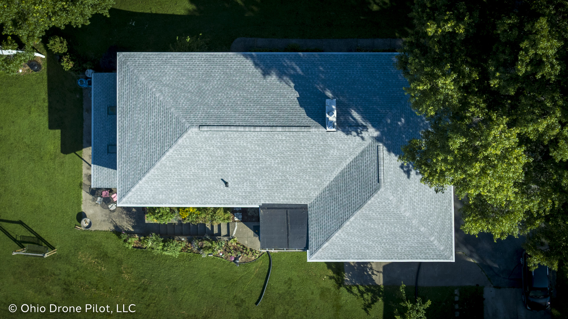 Top-down view of a newly installed roof, © Ohio Drone Pilot, LLC