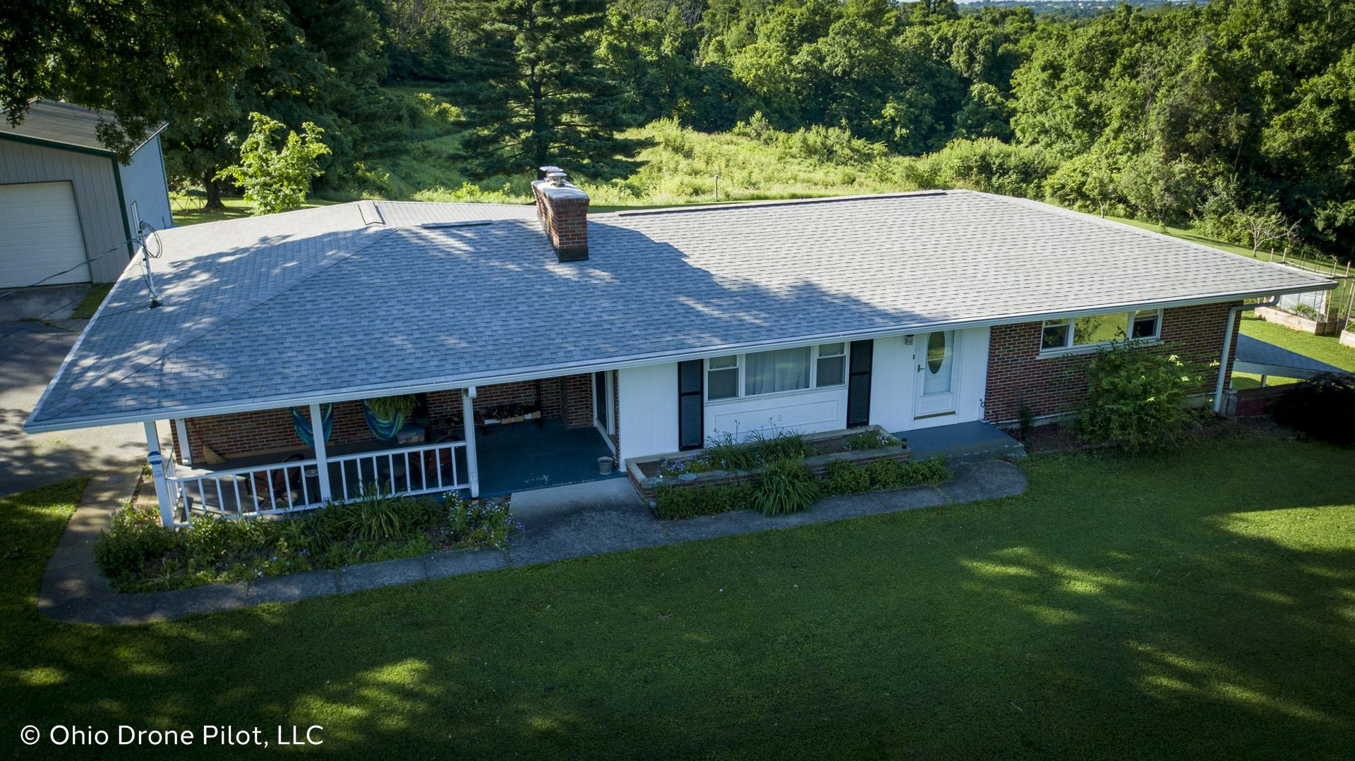 Front aerial view of a newly installed roof, © Ohio Drone Pilot, LLC