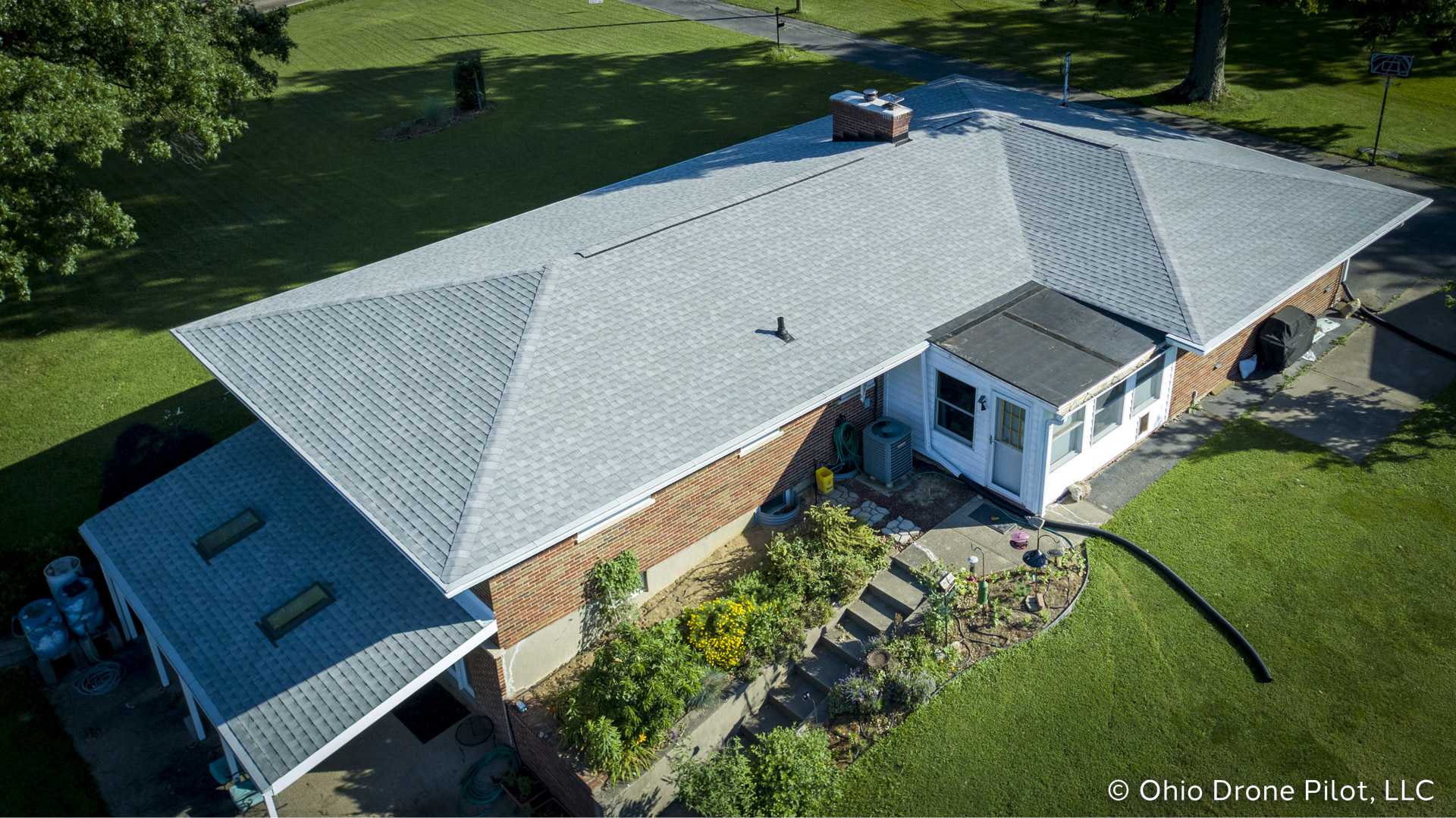 Aerial view of a newly installed roof, © Ohio Drone Pilot, LLC