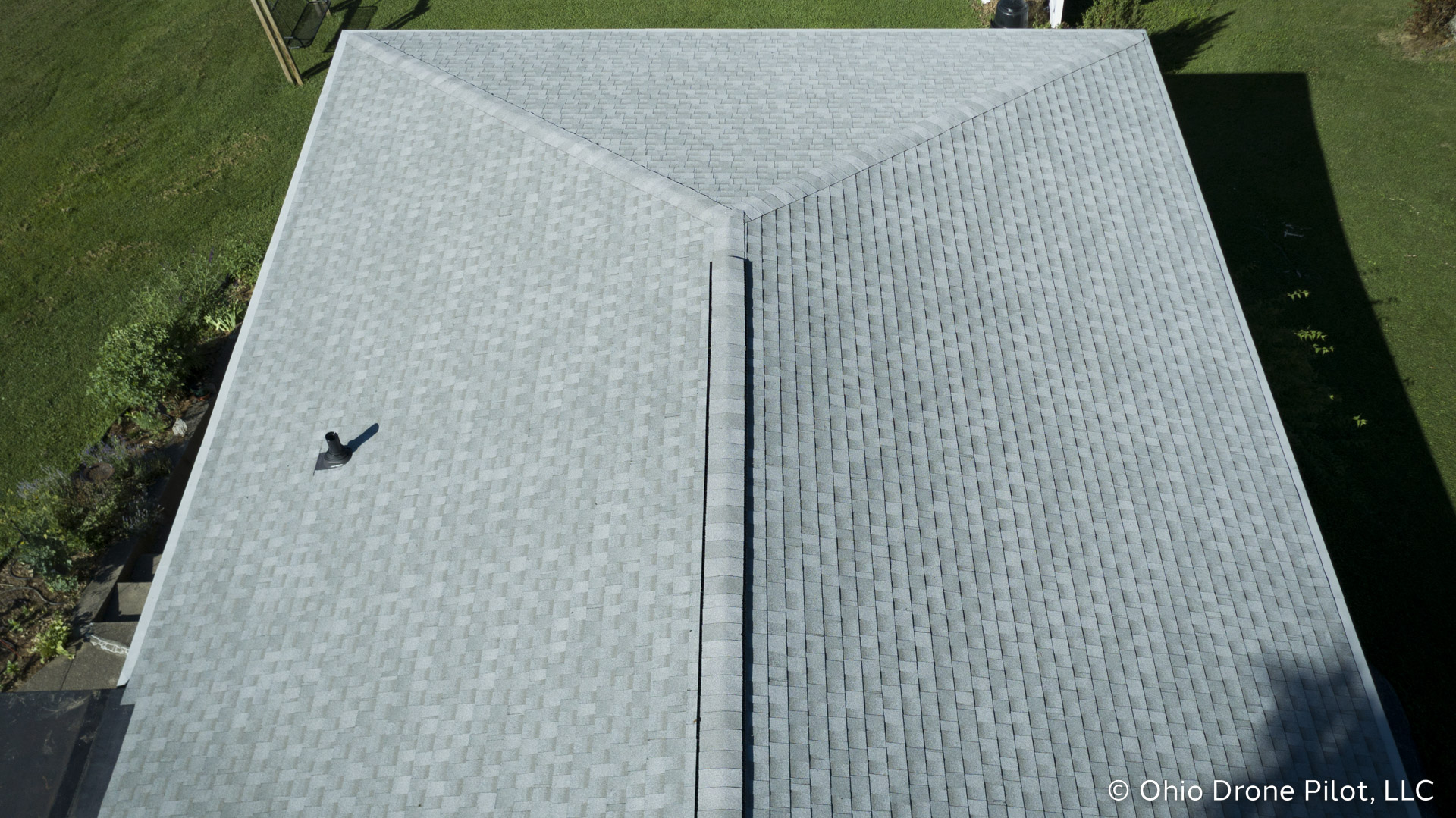 Long aerial view of a newly installed roof, © Ohio Drone Pilot, LLC