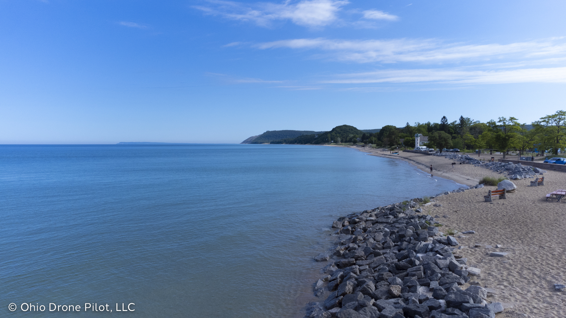 Slightly elevated shot just offshore looking north along Empire Beach