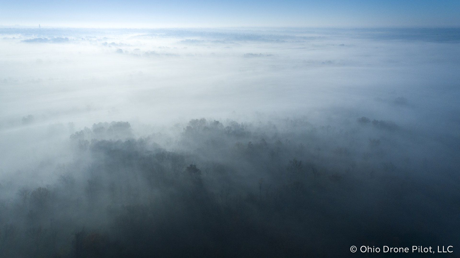 Aerial photo of a foggy morning