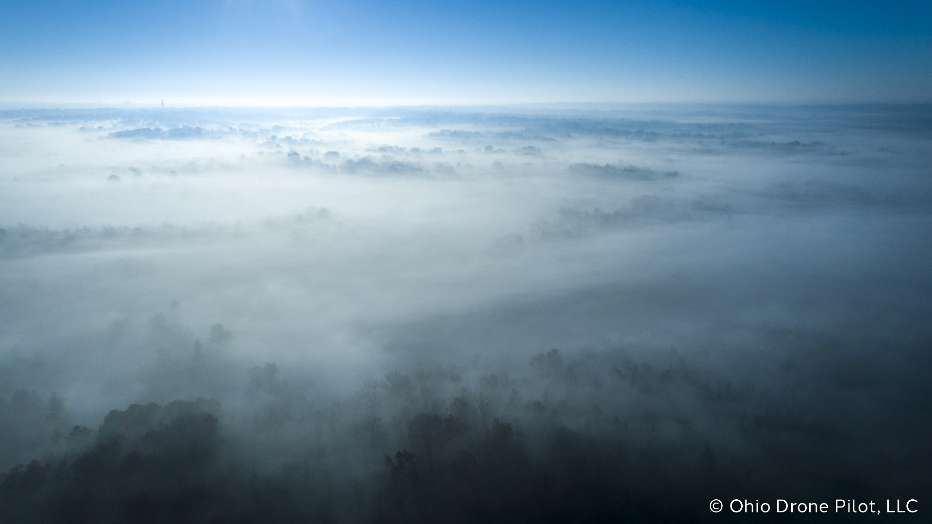 Fog fills the suburban hills of Colerain, Ohio