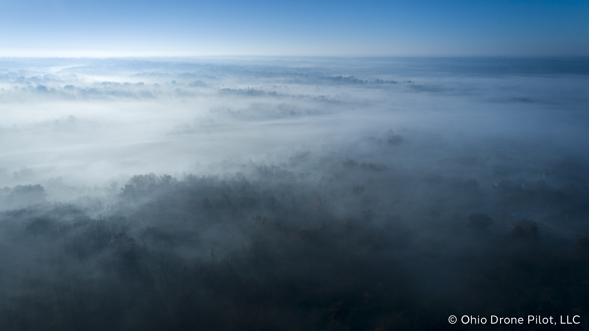 Fog fills the suburban hills of Colerain, Ohio