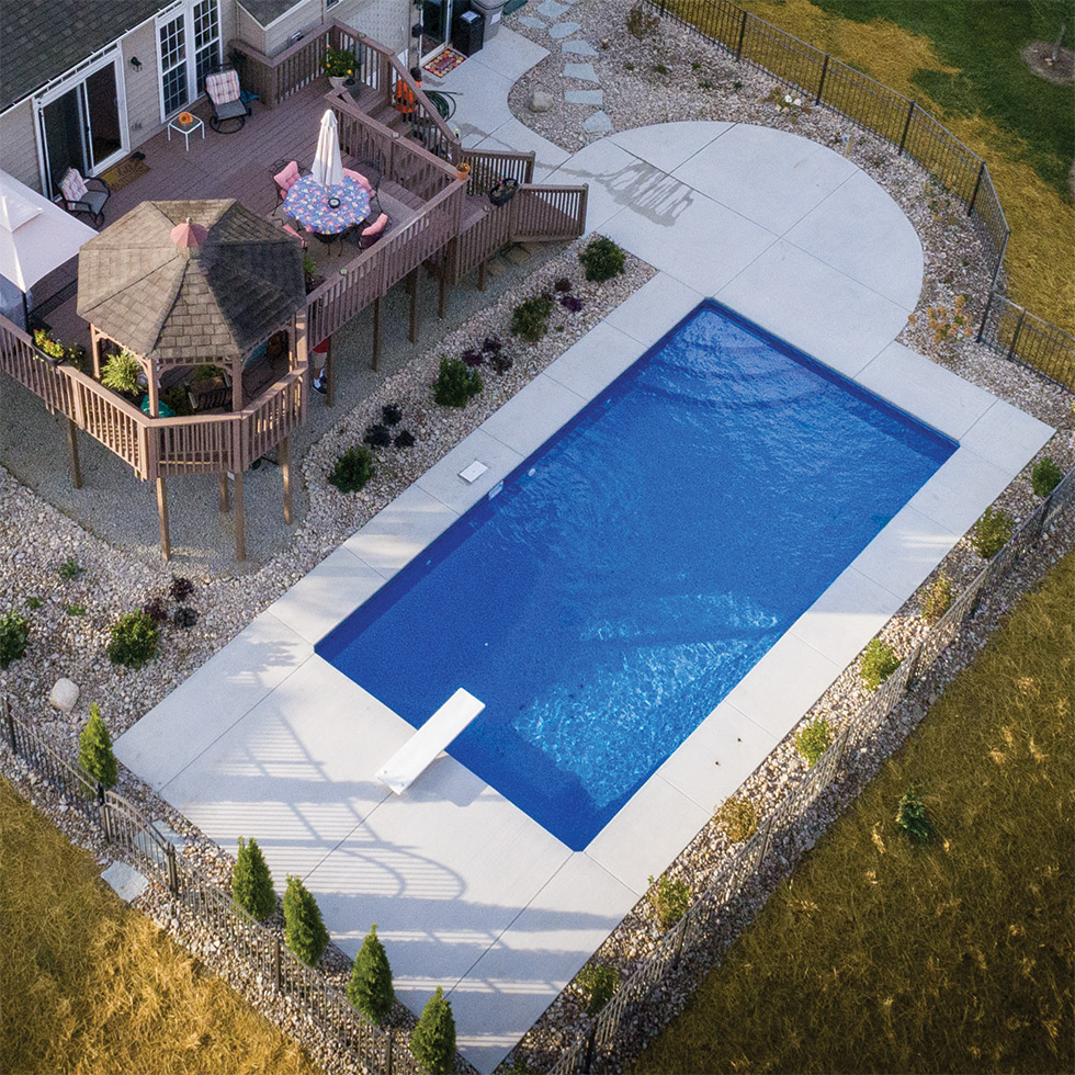 Aerial photo of a newly installed swimming pool