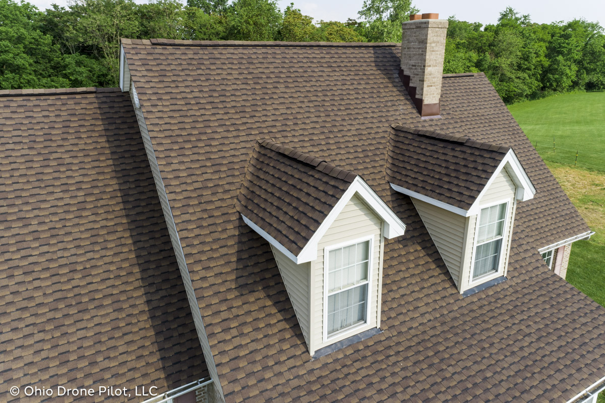 Close up view of the roofing detail around dormer rooms.